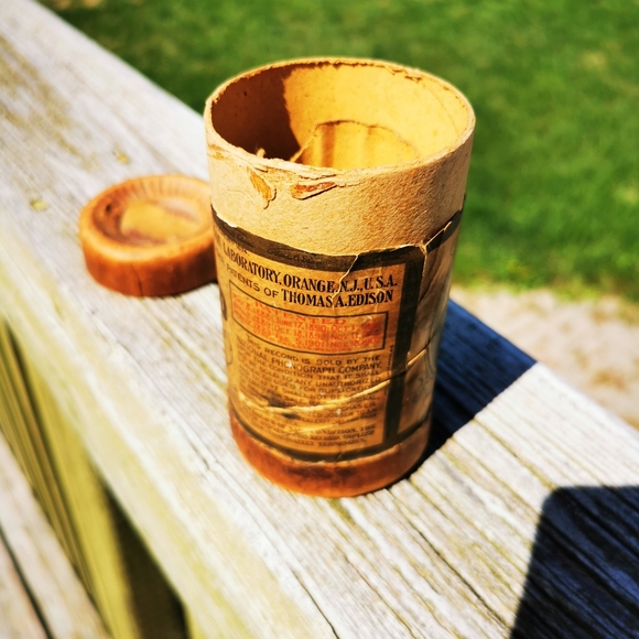 Antique Thomas Edison Gold Moulded Records Cardboard Container - Picture 15 of 16
